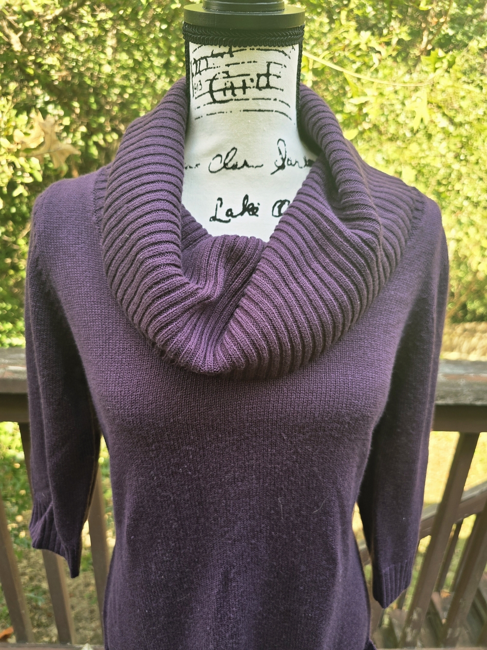 Dress Barn Cowl Neck Midi Sweater Dress in Deep Purple